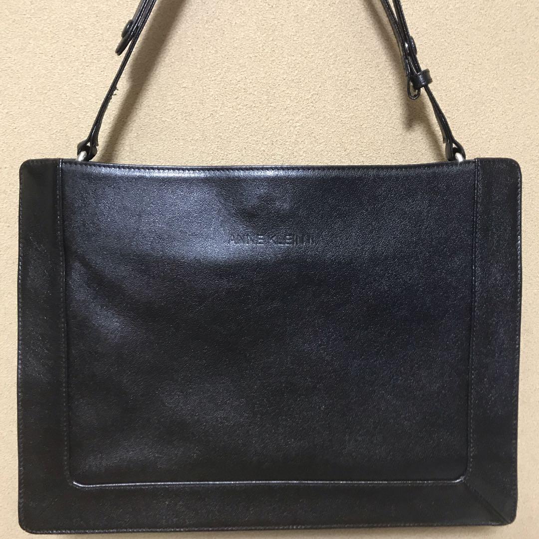 美品　本革　牛革　ANNE KLEINⅡ セミショルダーバッグ　レザー　BK