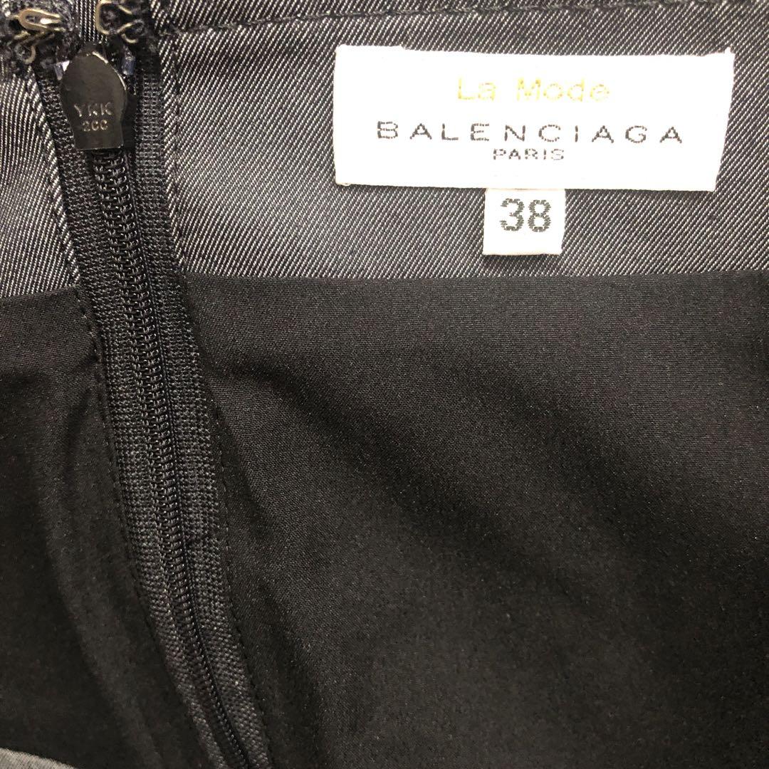 美品】BALENCIAGA バレンシアガグレーワンピース切り替えスリット