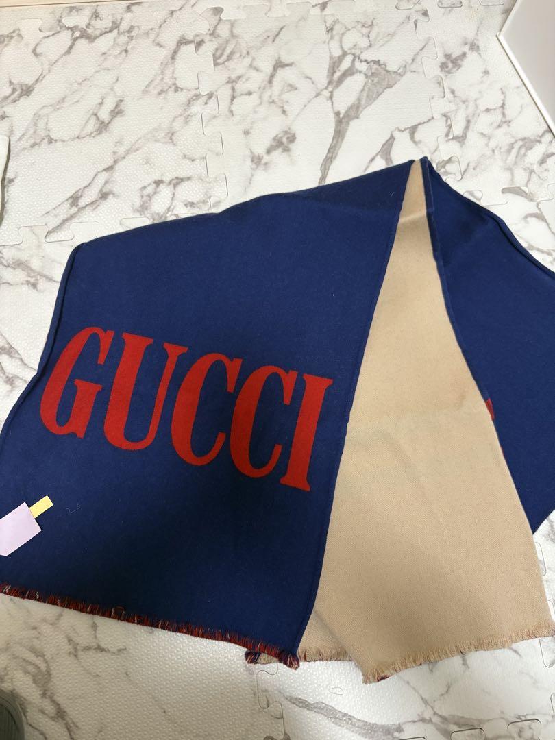 新品未使用品✨GUCCI マフラー ブラウン ネイビー GUCCI ネイビー レッド マフラー