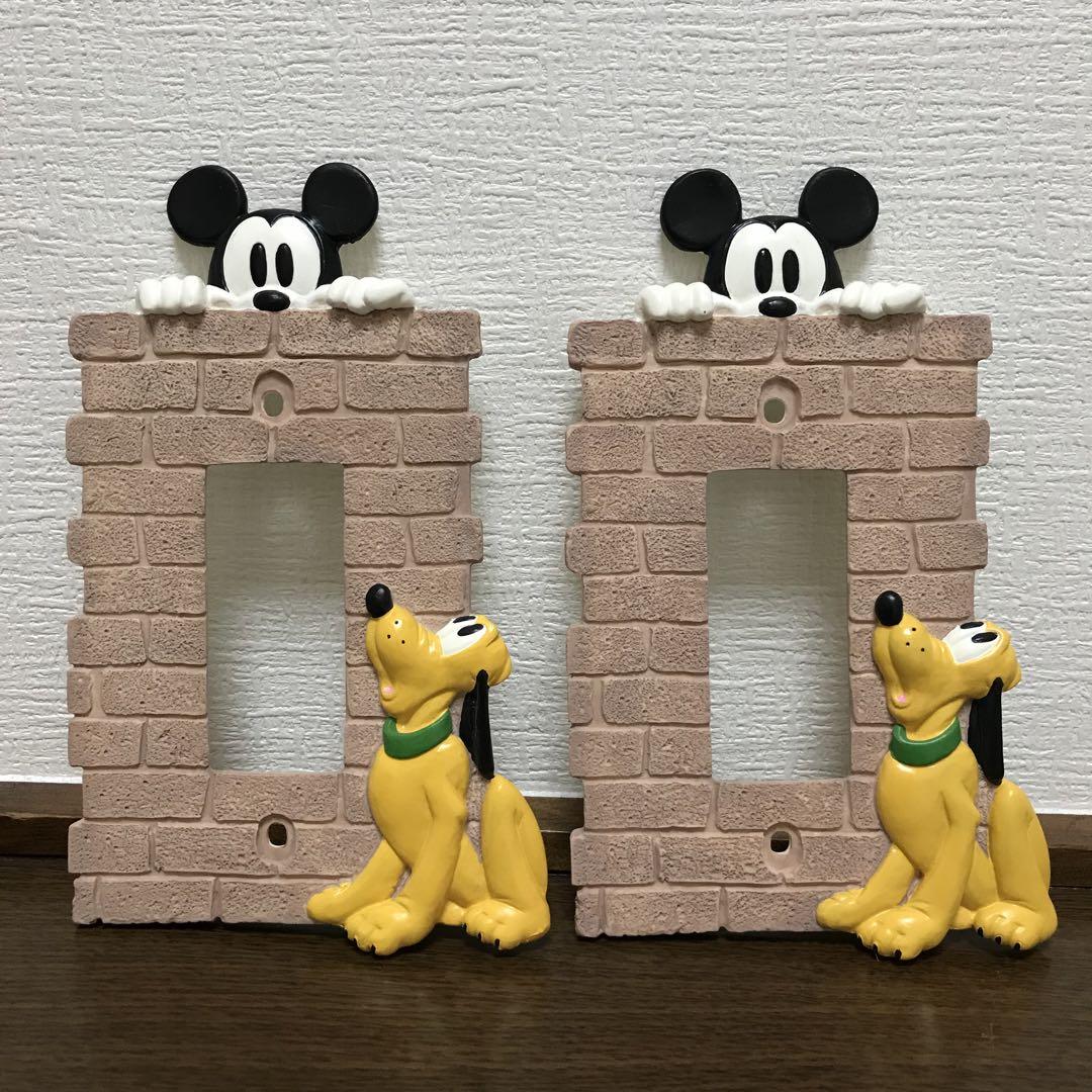 【未使用】【ディズニー】スイッチプレートコンセントカバーミッキープルート