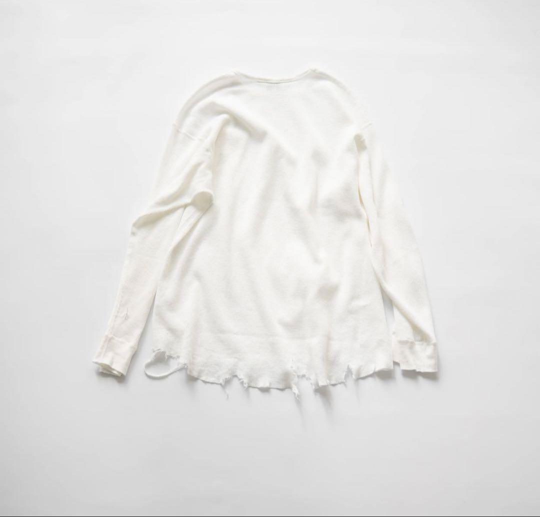 ANCELLM / DAMAGE WAFFLE CREW LS T-SHIRT