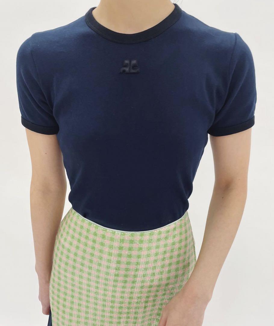 トップス courreges BUMPY CONTRAST T-SHIRT