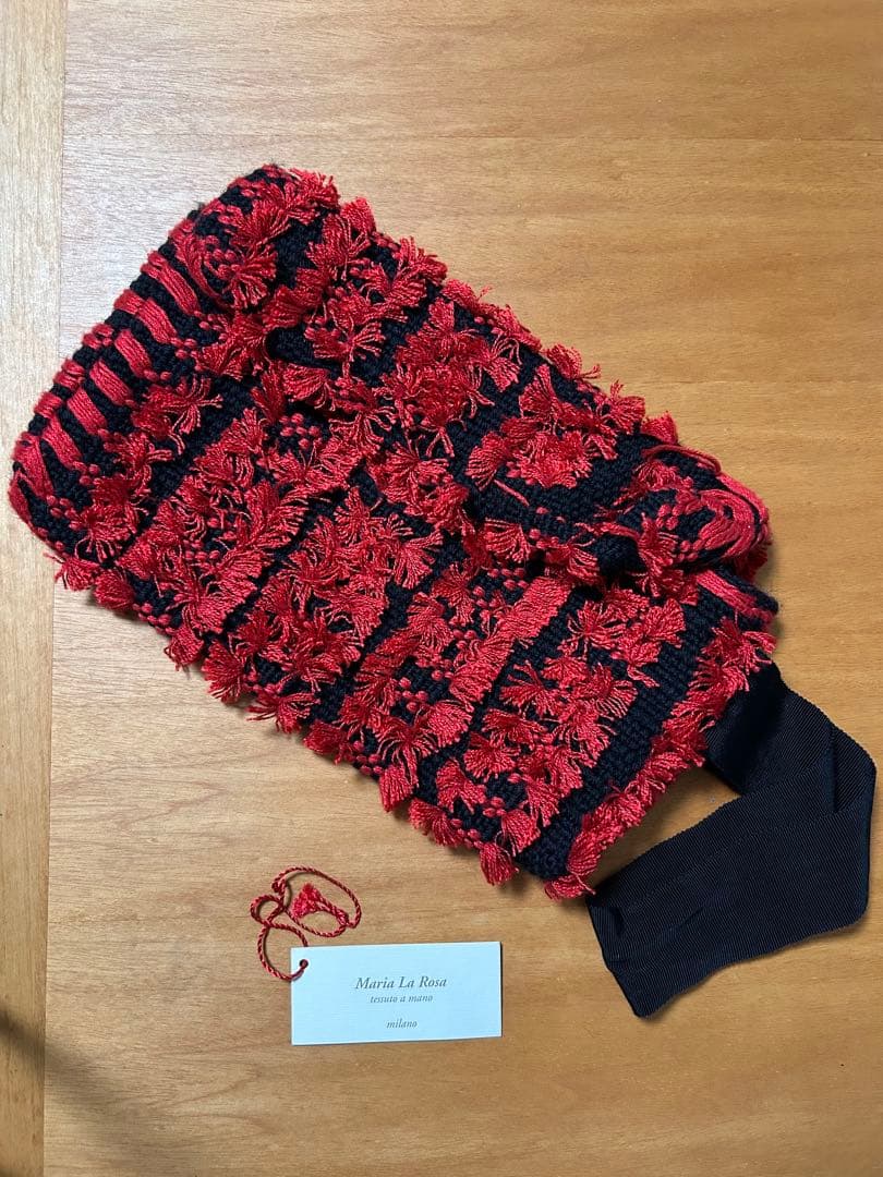 Maria la rosa マリア ラ ローザ ツイードチェッククラッチバッグ赤Maria La Rosa