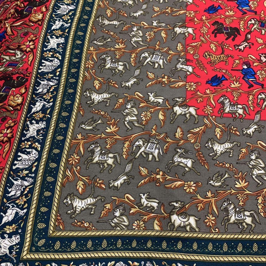 HERMESエルメス カレ140 カシシル 大判スカーフ 『インドの狩猟』 画像10
