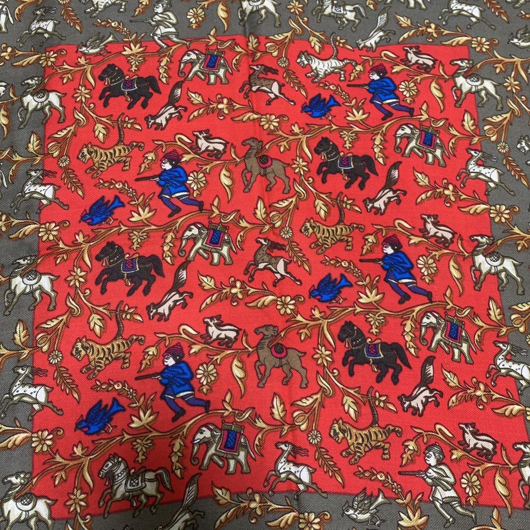 HERMESエルメス カレ140 カシシル 大判スカーフ 『インドの狩猟』 画像9