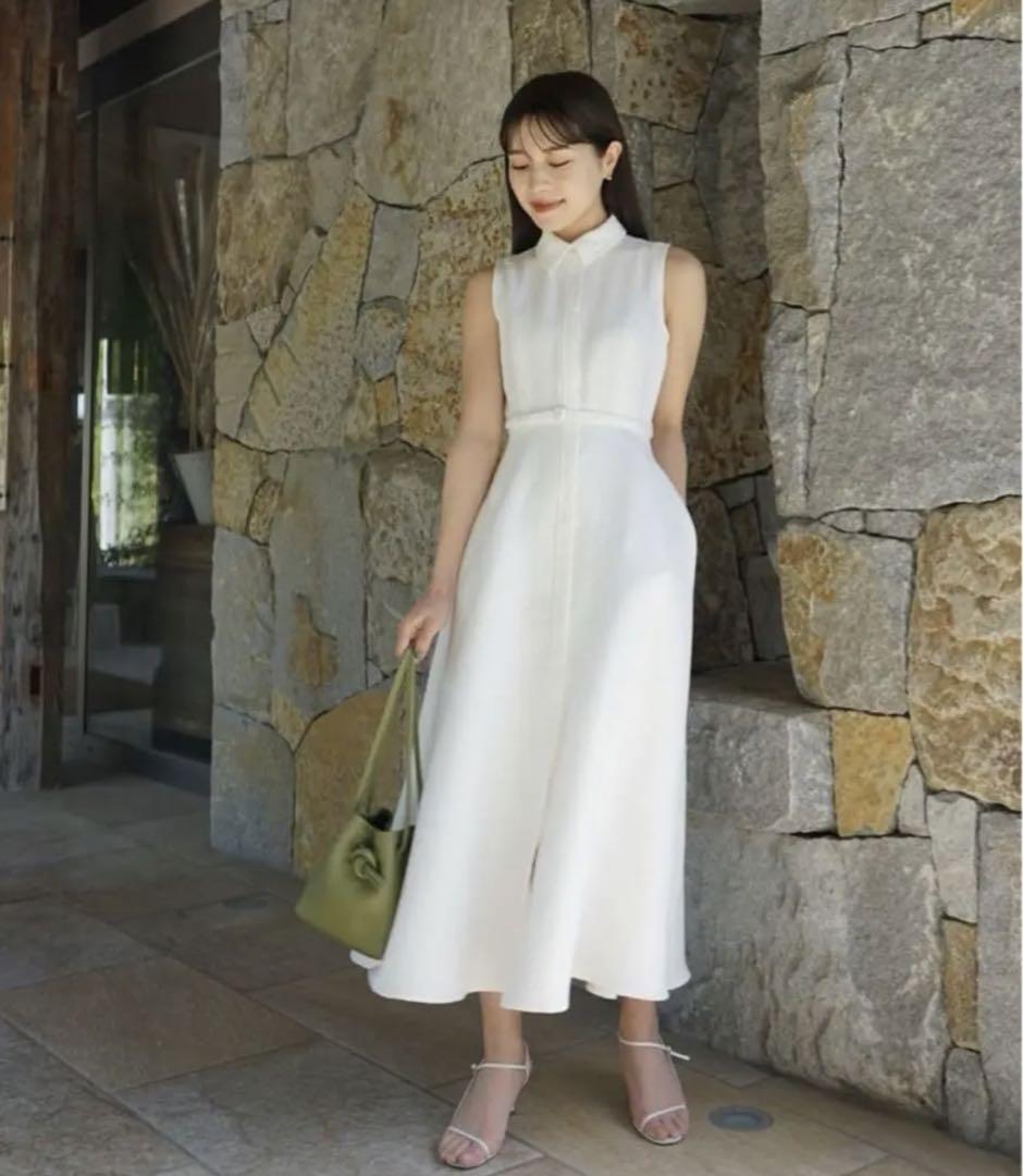 Belted Jacquard Dress – L'AUBE BLANC