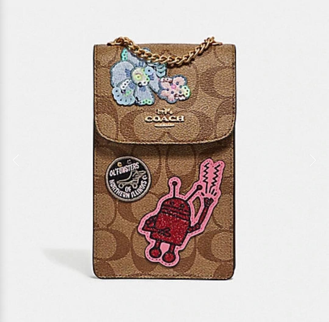 COACH xキースへリング 　スマホ ショルダーバッグ コーチxキースへリング シグネチャー 携帯スマホ ショルダー