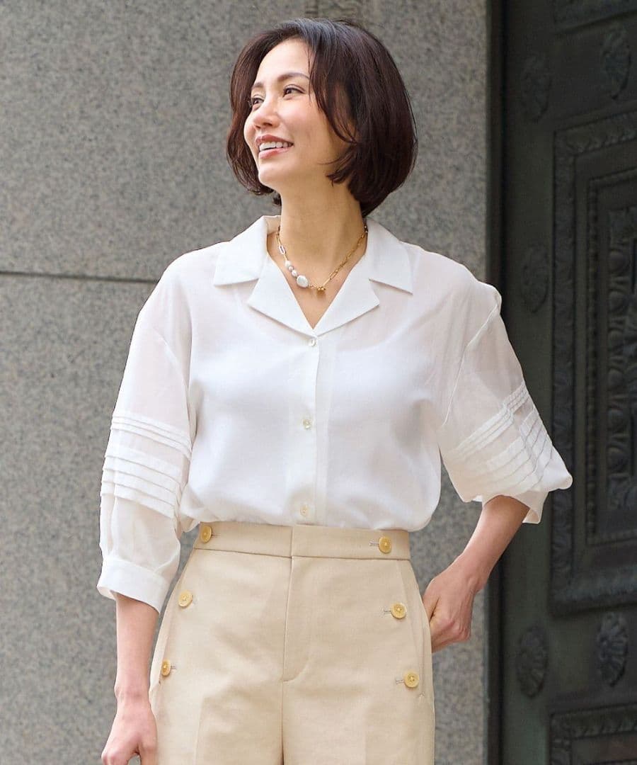 自由区　ピンタックスリーブ ブラウス