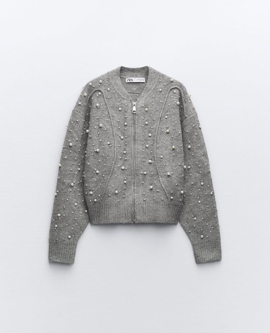 フェイクパール ニットボンバージャケット ZARA 新品未使用