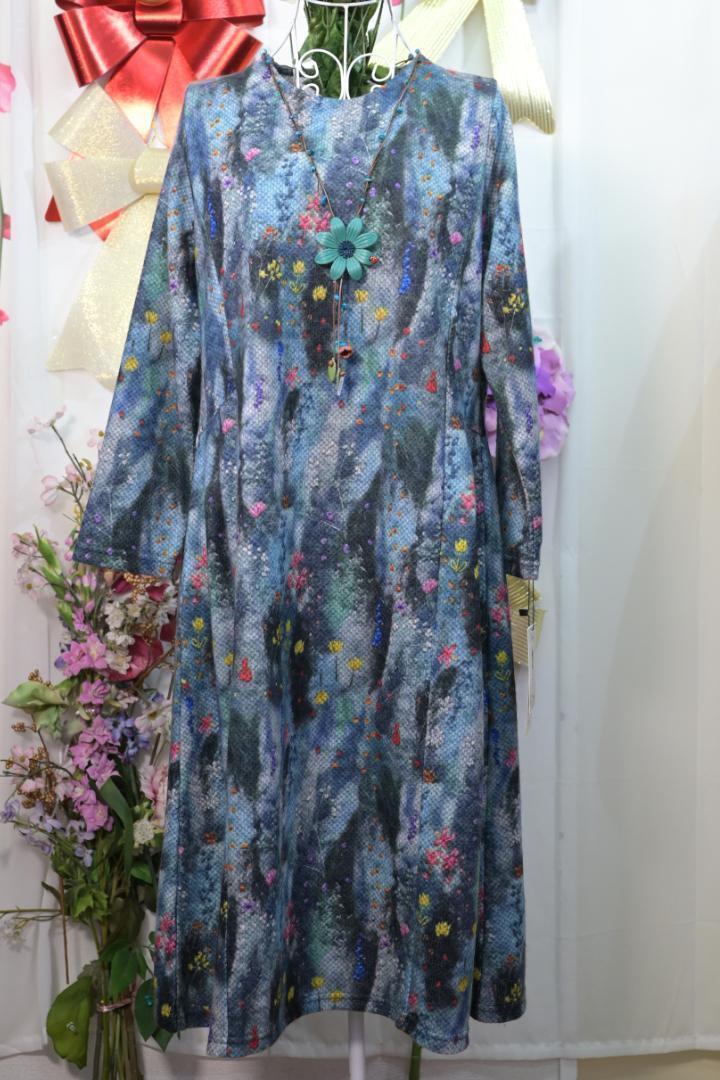 新品更にOFF❤ 優しい花柄あたたか起毛素材ワンピース7461