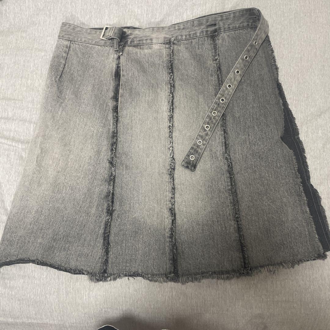 GRANCY フリンジデザイン デニム スカート GRANCY】Fringedesign Denim Skirt / フリンジデザイン デニム