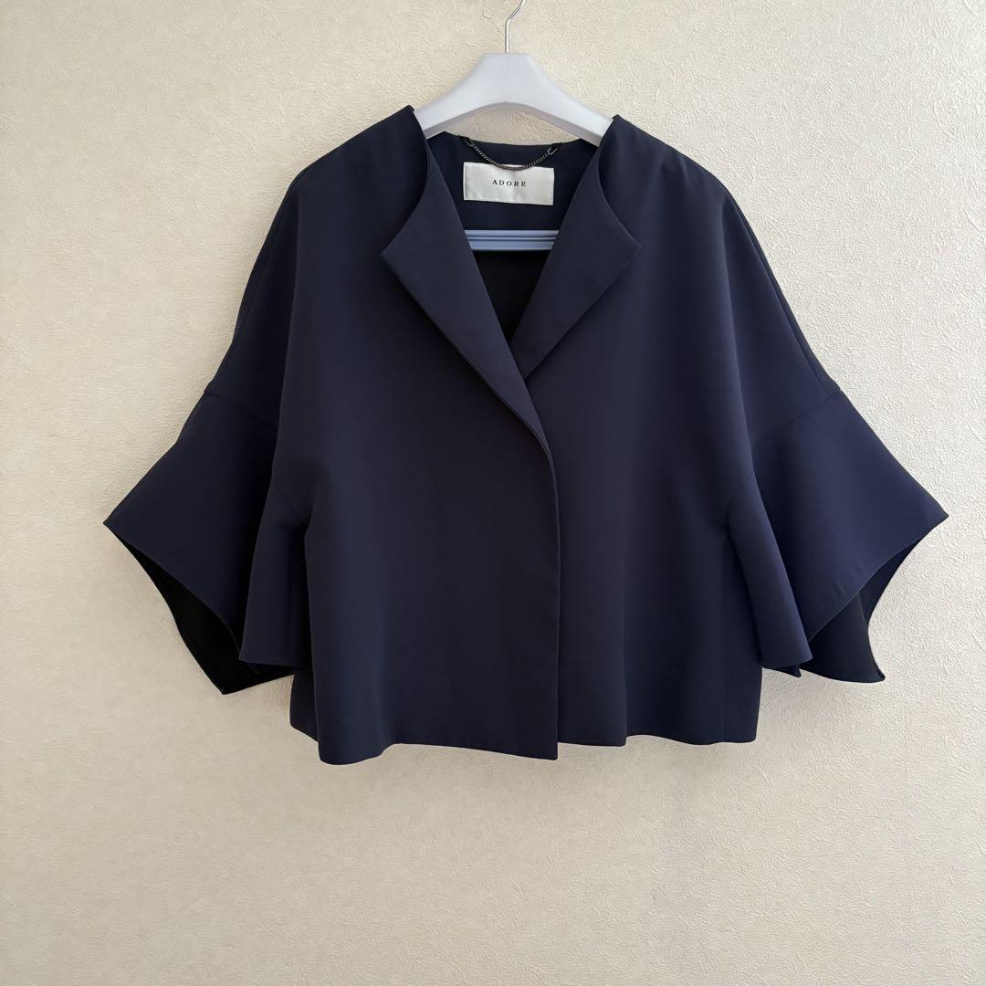 A DORE アドーア　ノーカラー　ジャケット　ジョーゼット