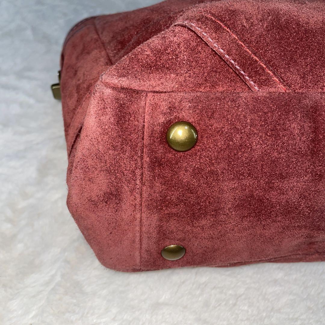 【美品】 COACH コーチ ハンドバッグ スエード ターンロック ワインレッド 美品】 COACH コーチ ハンドバッグ スエード ターンロック