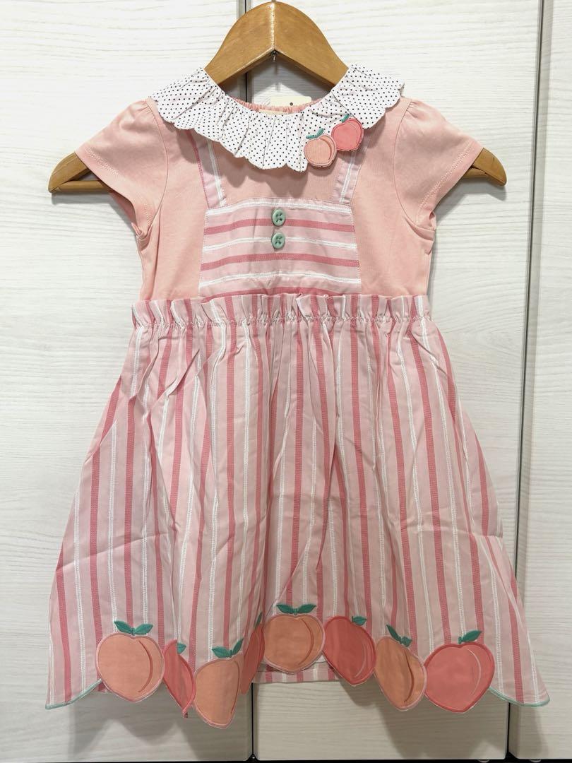 babycheer 桃　ストライプ柄ワンピース 110cm ピンク