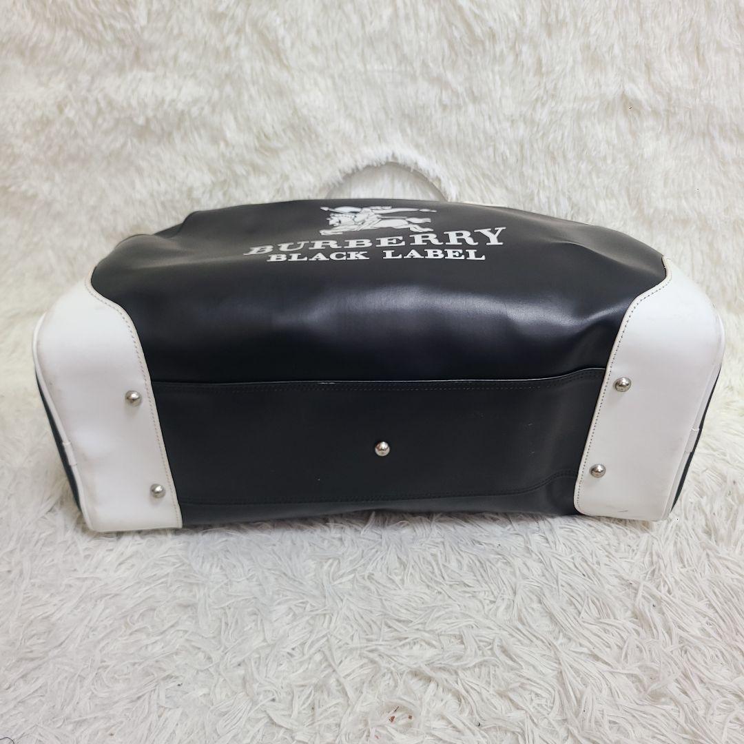 美品 BURBERRY BLACK LABEL ボストンバッグ デカロゴ メンズ