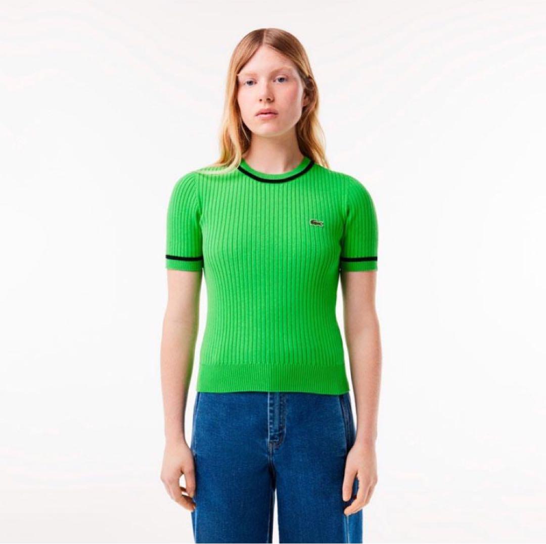 新品未使用LACOSTE グリーン リブニット M