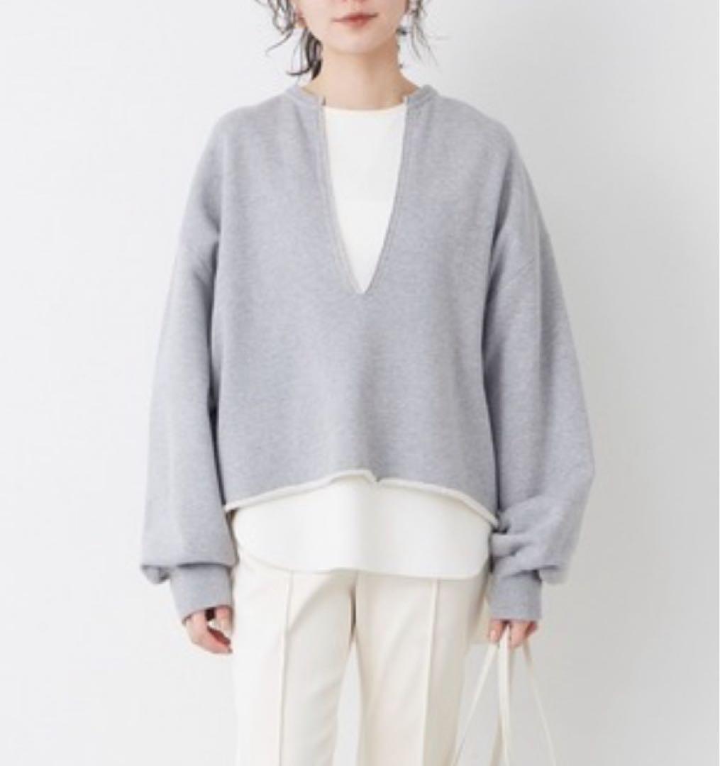 【 新入荷·数量限定】 qualite キーネックスウェット プルオーバー グレー SIZE qualite お値引