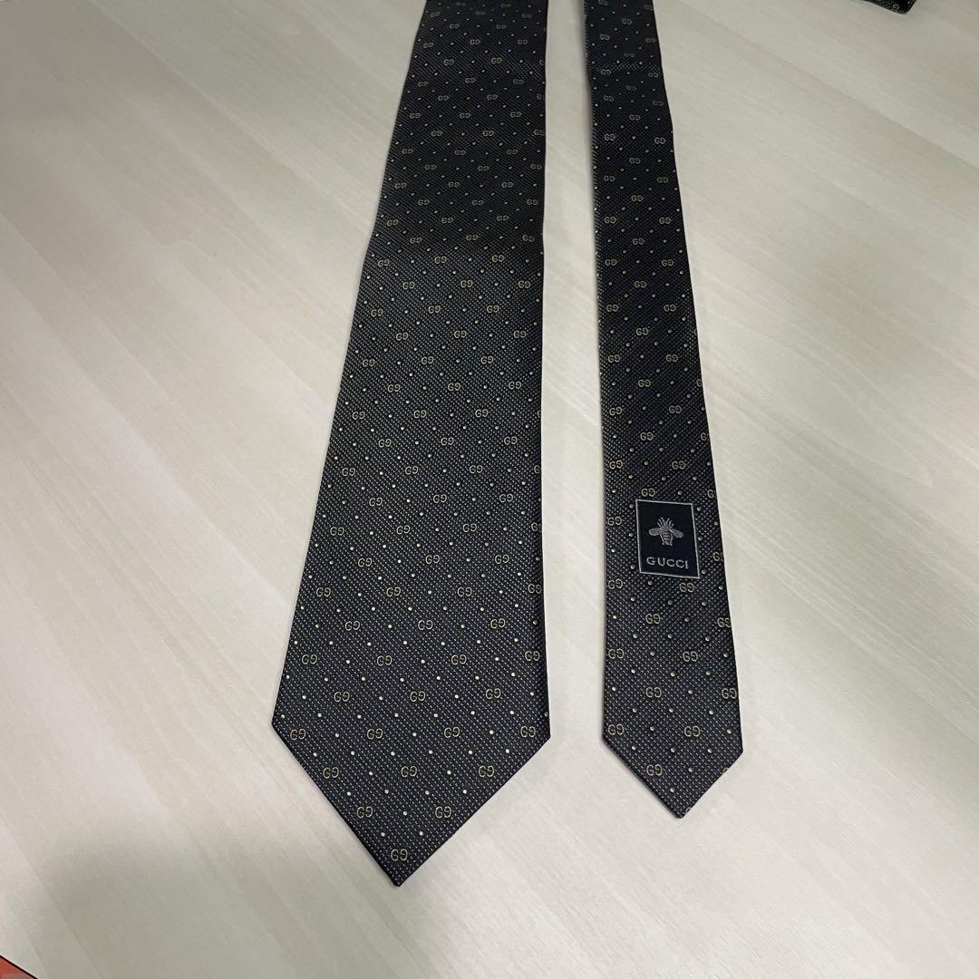 グッチ☆ネクタイ☆現行タグ☆GG柄☆極美品☆グレー☆ブロンズ☆N237