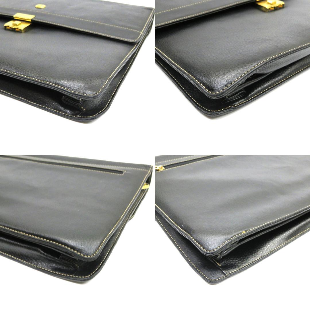 ダンヒル ビジネスバッグ　ブリーフケース　レザー　ブラック　ゴールド金具