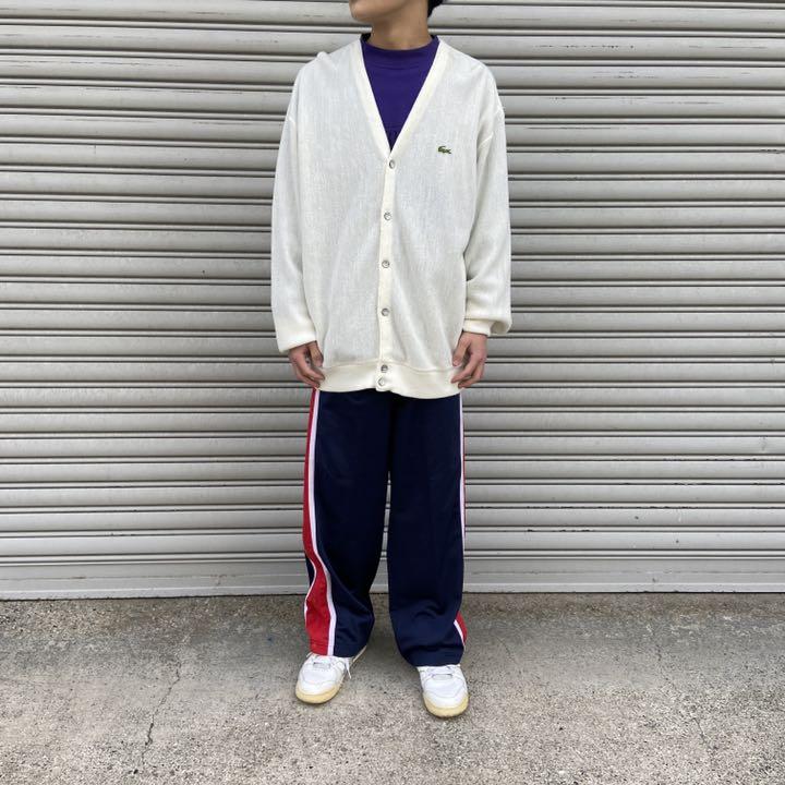 sho 80s☆LACOSTE☆USA製アクリルカーディガン☆美品☆白☆