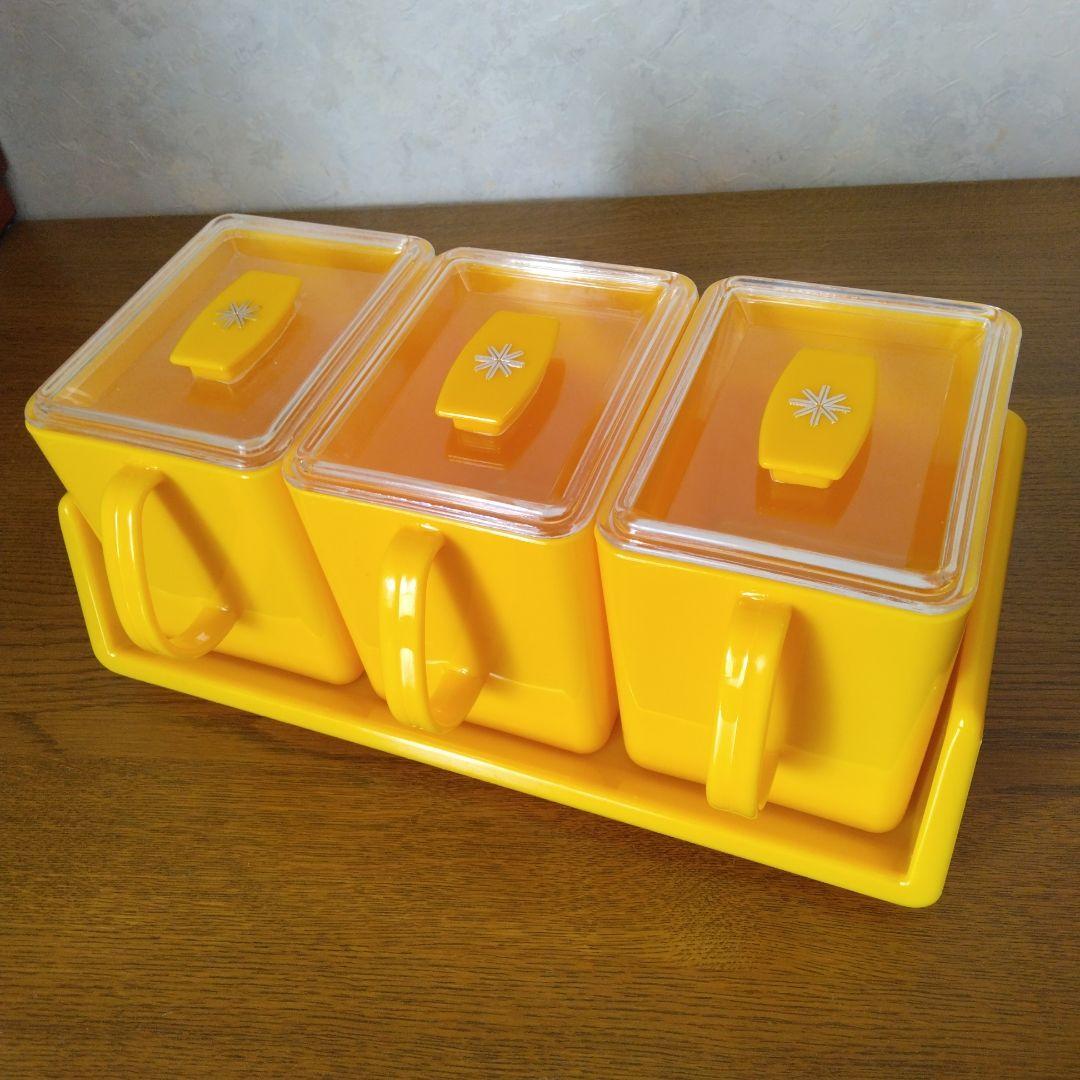 昭和レトロ 70's 調味料ケース レトロ ヴィンテージ イエロー