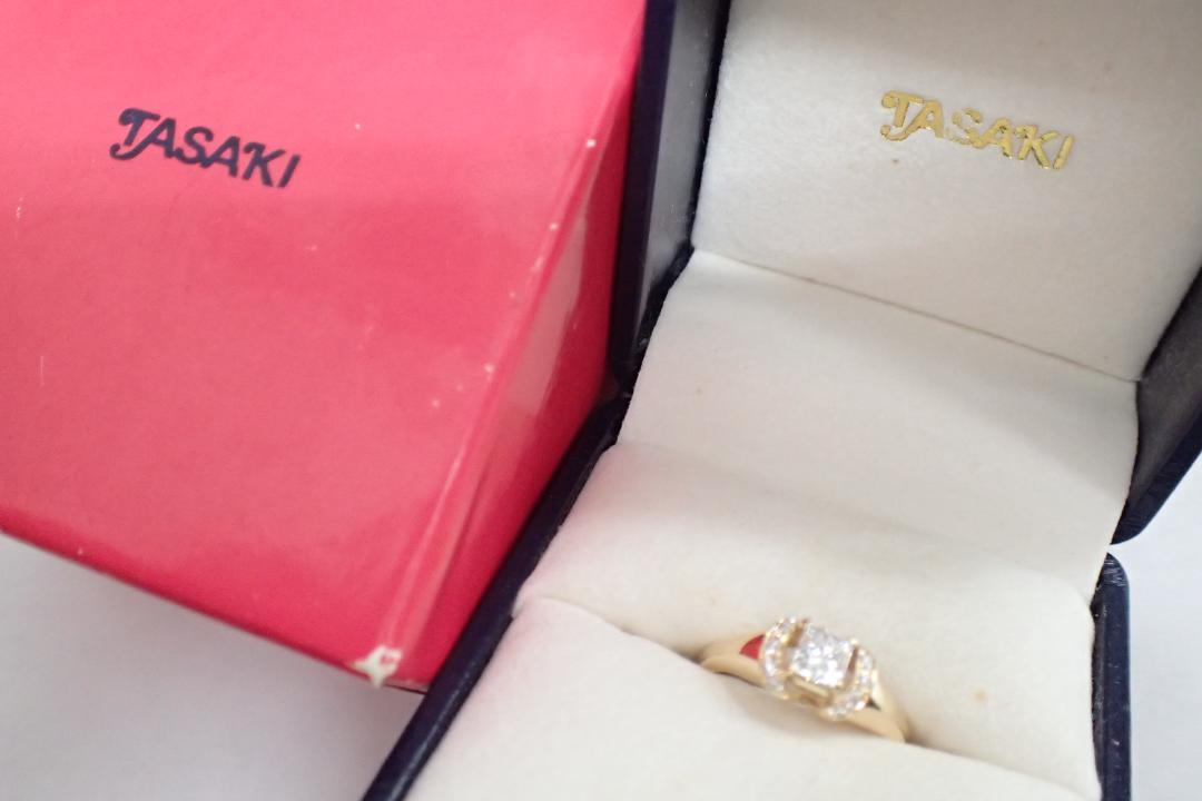 16/美品 田崎真珠 タサキ K18 ダイヤ0.36ct 他ダイヤ リング 指輪
