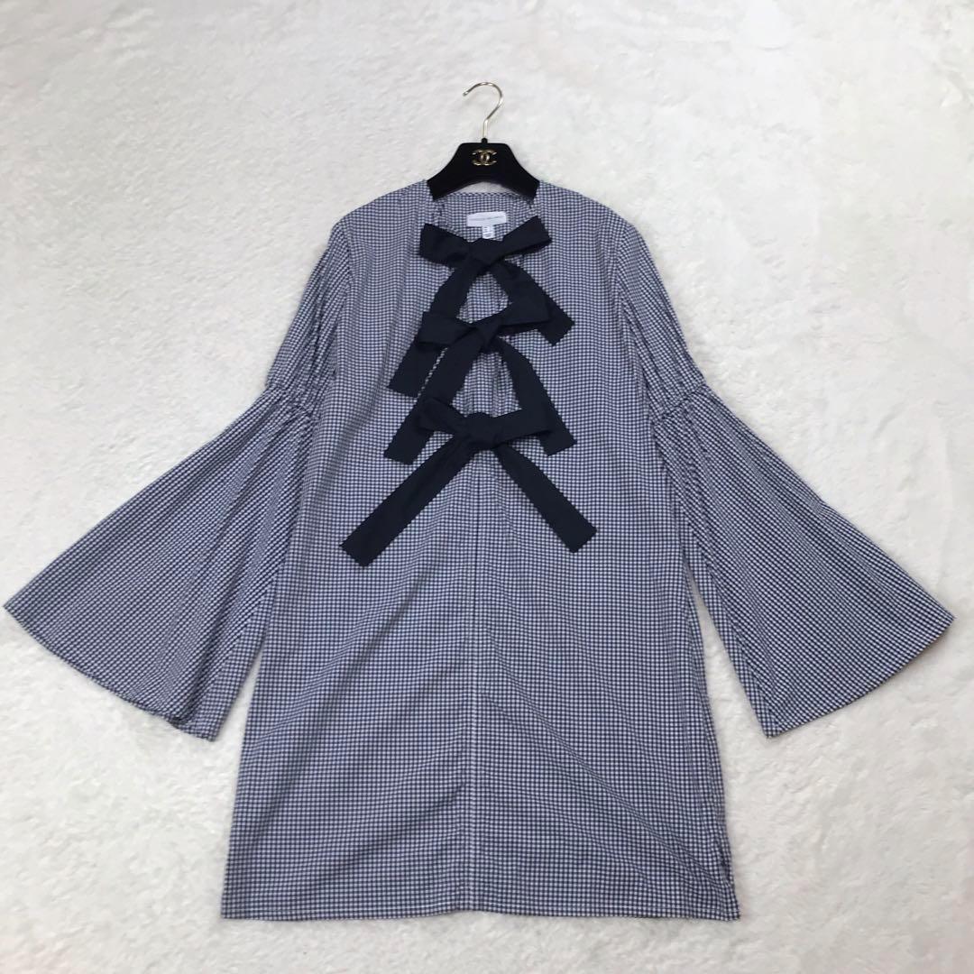 【極美品・希少】REBECCA VALLANCEギンガムシャツワンピース白×黒S