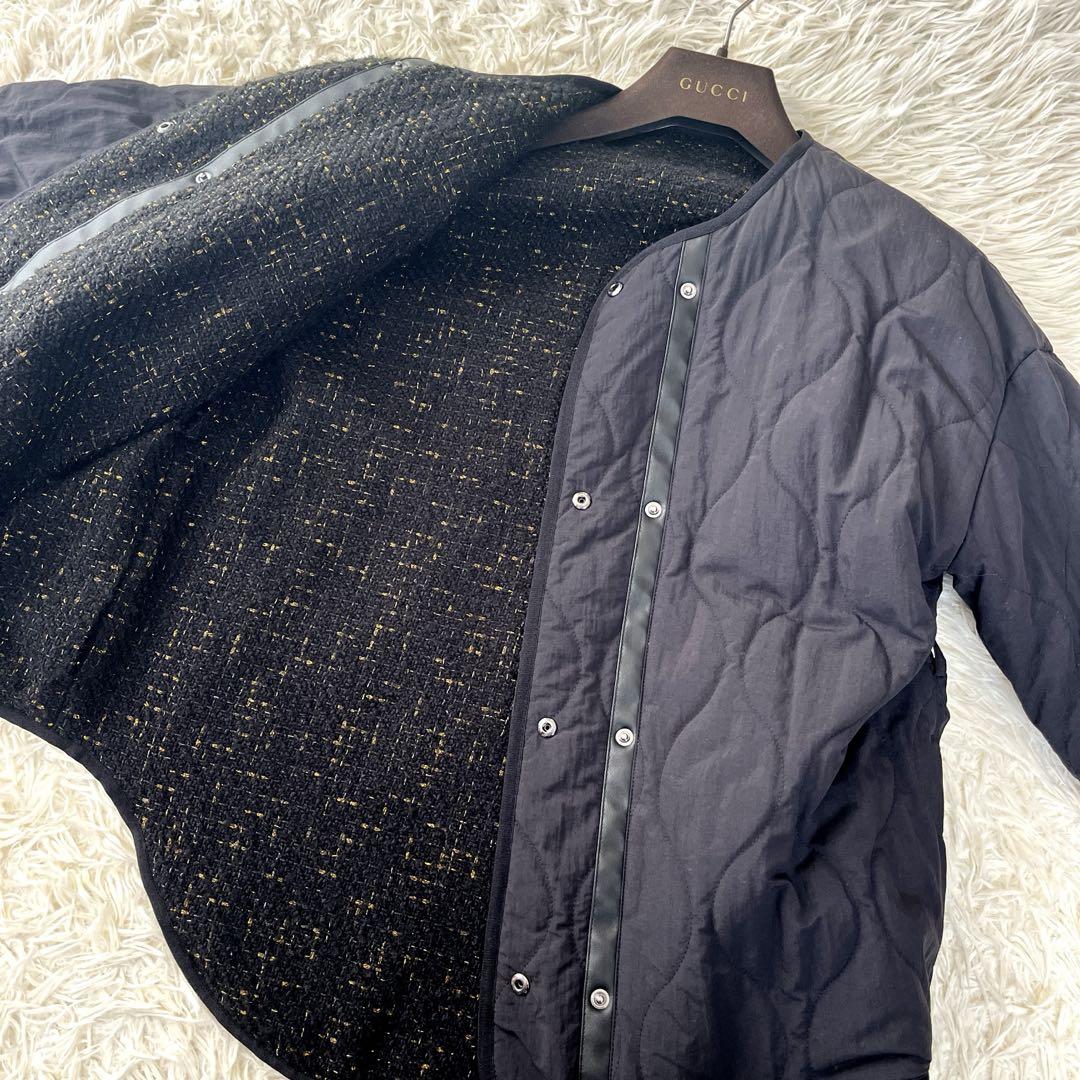 ●LANVIN ランバンオンブルー　リバーシブル　ノーカラージャケット　ツイード