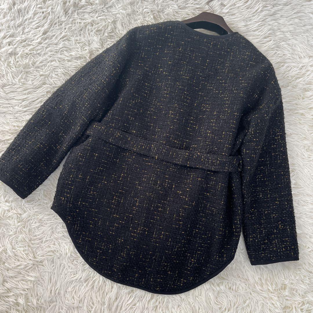 ●LANVIN ランバンオンブルー　リバーシブル　ノーカラージャケット　ツイード