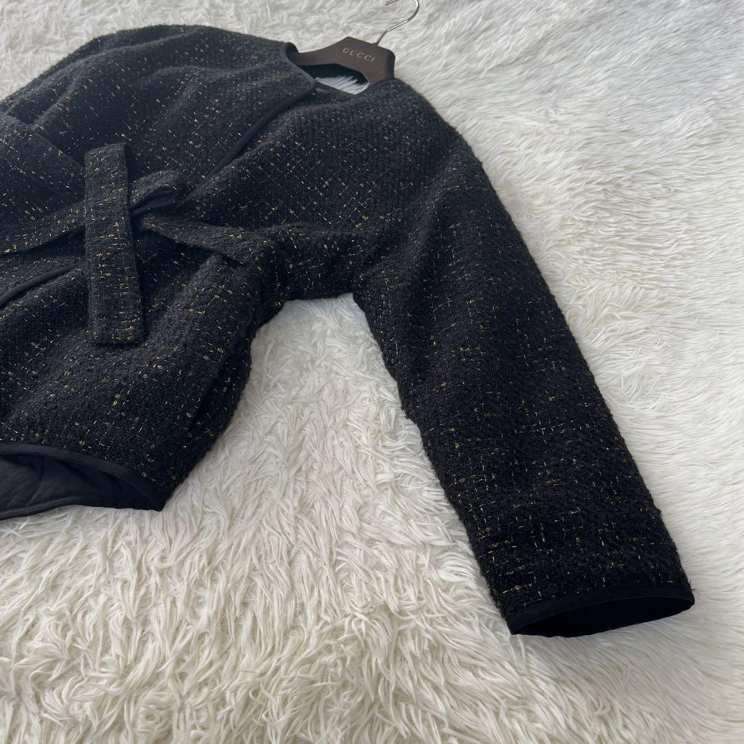 ●LANVIN ランバンオンブルー　リバーシブル　ノーカラージャケット　ツイード