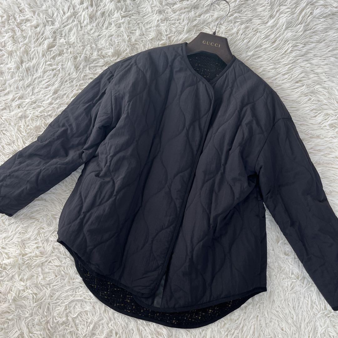 ●LANVIN ランバンオンブルー　リバーシブル　ノーカラージャケット　ツイード