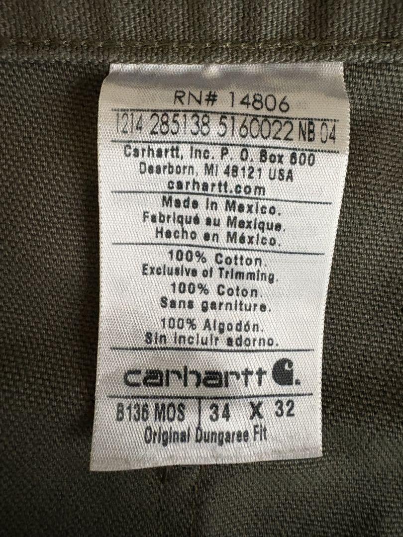 【美品】Carharttダブルニー B136 MOS W34 L32