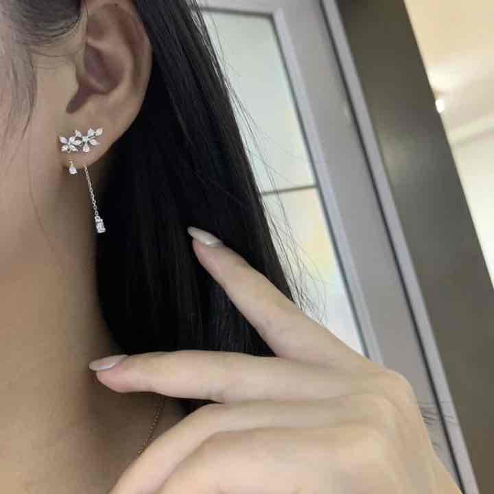 K18WG 豪華！1ct 2way ダイヤモンドピアス