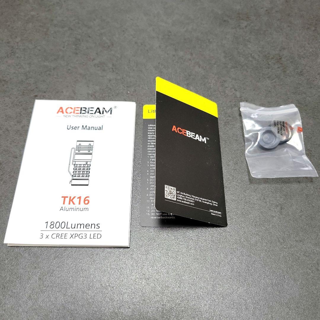 ACEBEAM(エースビーム)TK16 本体　　RCR123A　電池　セット