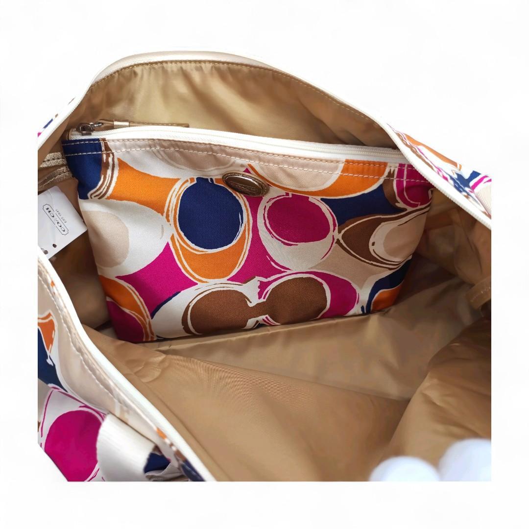 【極美品】 COACH トートバッグ シグネチャー ナイロン ピンク ポーチ付