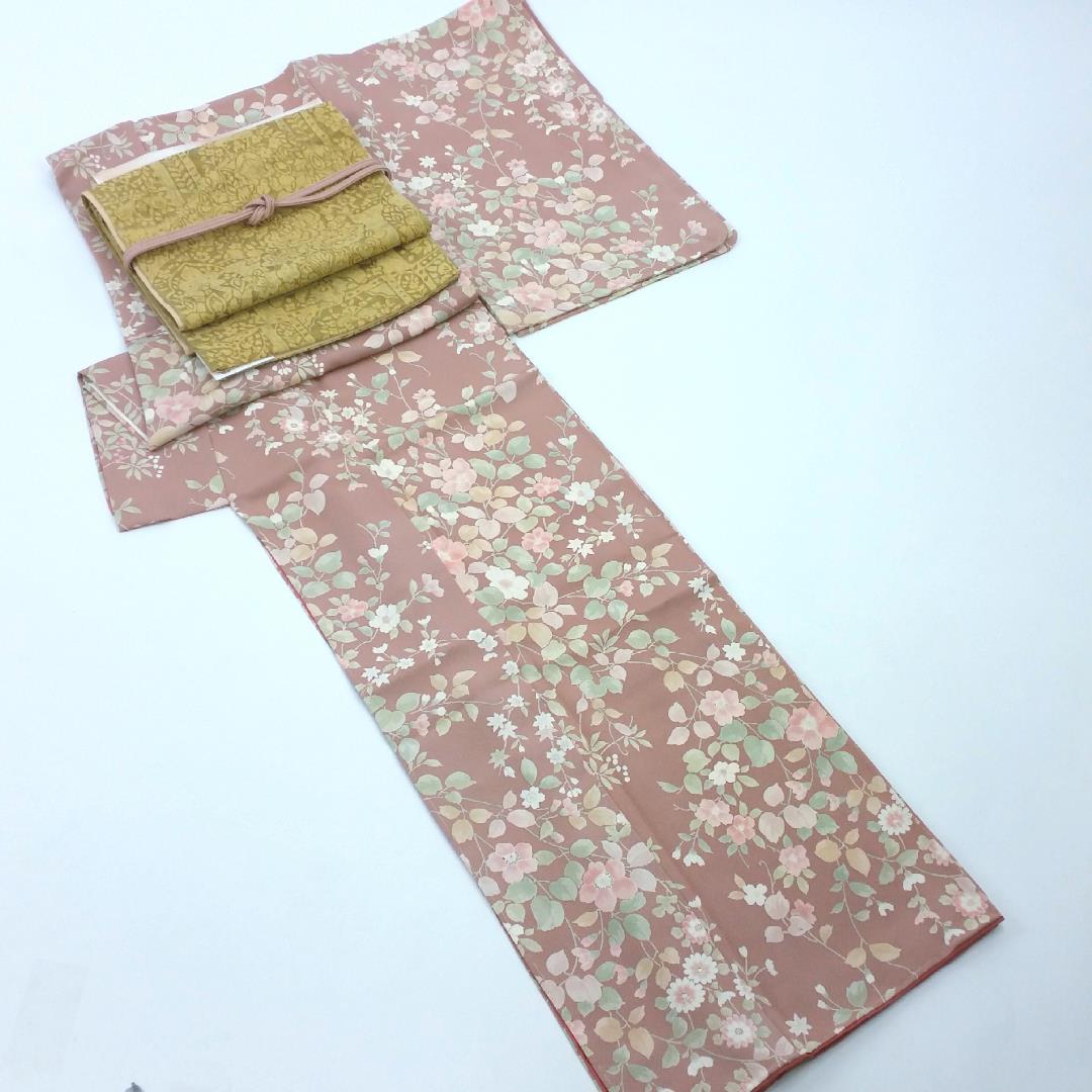 4j180 袋帯 絹 桃山孔雀の華 雉 鶴 孔雀 菊 花 白 金色 赤 紫