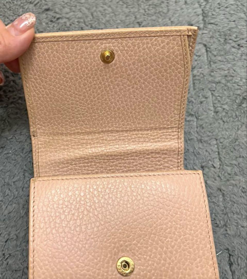 GUCCI グッチ GGマーモント レザー コンパクト財布 ピンク 本革