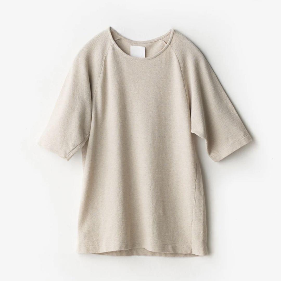 美品 yohaku わざわざ パン屋のTシャツ リネン 麻 日本製 ベージュ