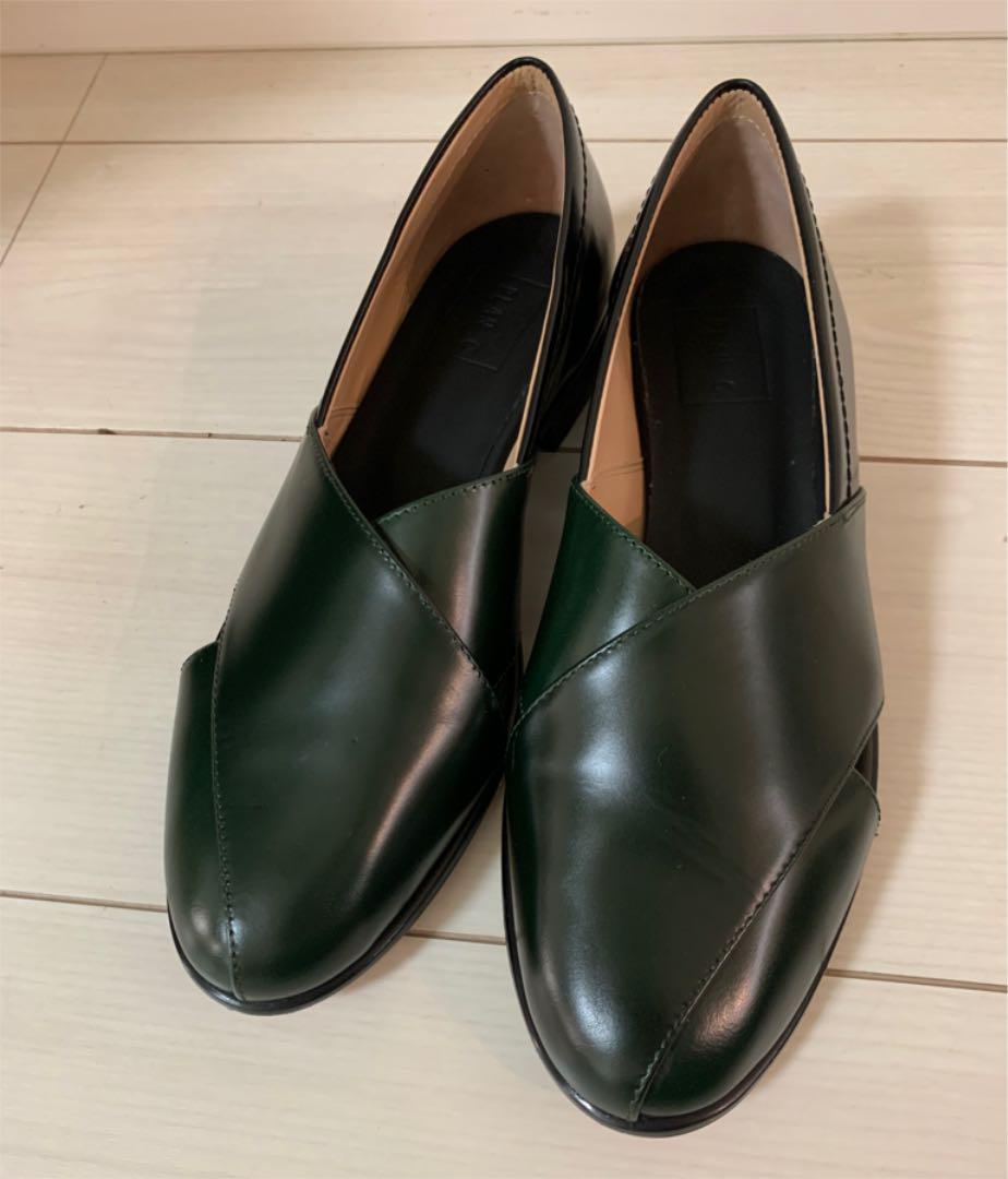 8000円 (訳ありセール PLANC プランシー クロスローファー グリーン×ブラック 37