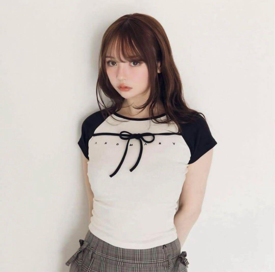 トップス andmary Alma ribbon tops ivory