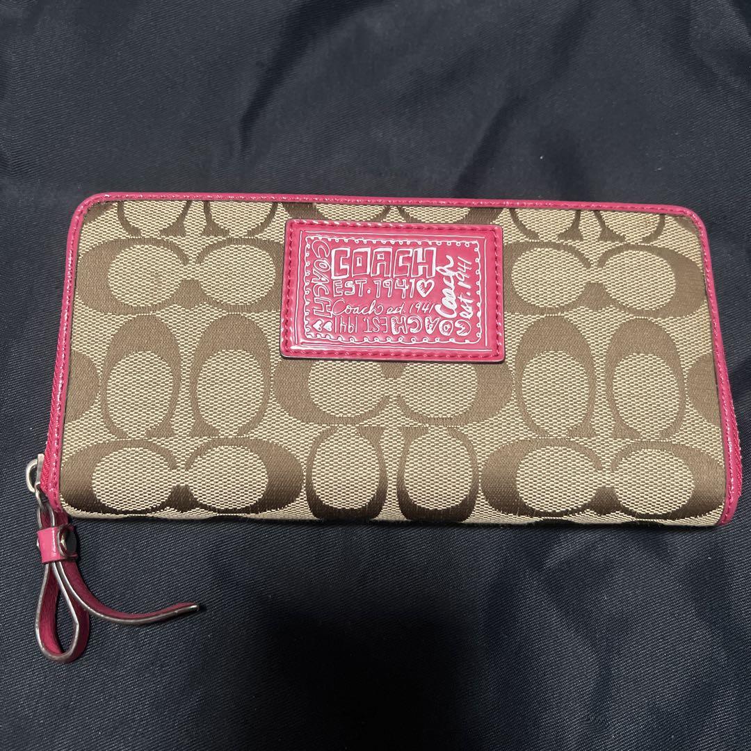 COACH 財布 ブラウン ピンク