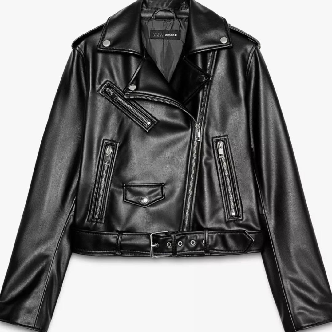 ZARA フェイクレザー ダブルライダース ブラック L - メルカリ