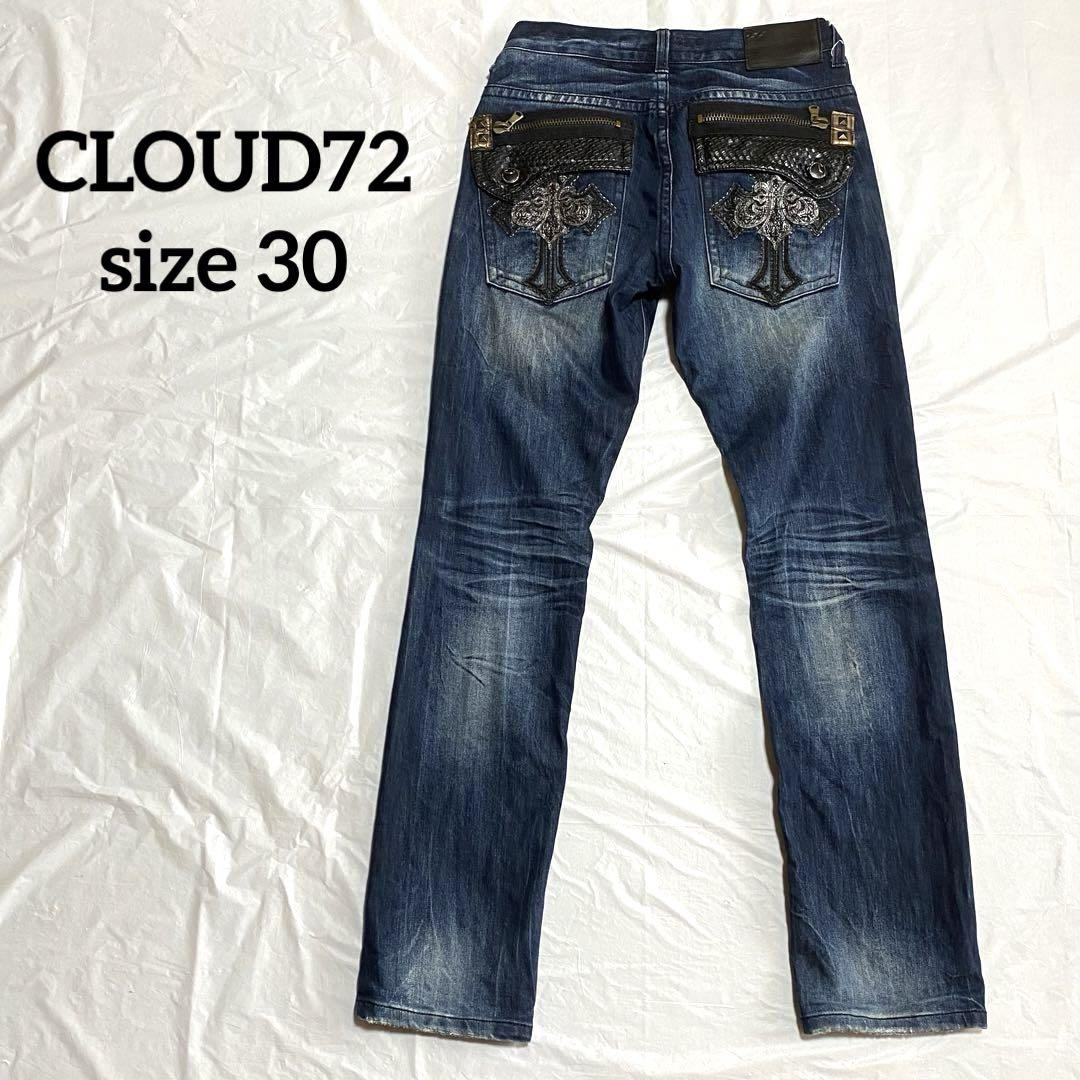 CLOUD72 クラウド72 クロス 刺繍 メンズデニムジーンズ　30 十字架