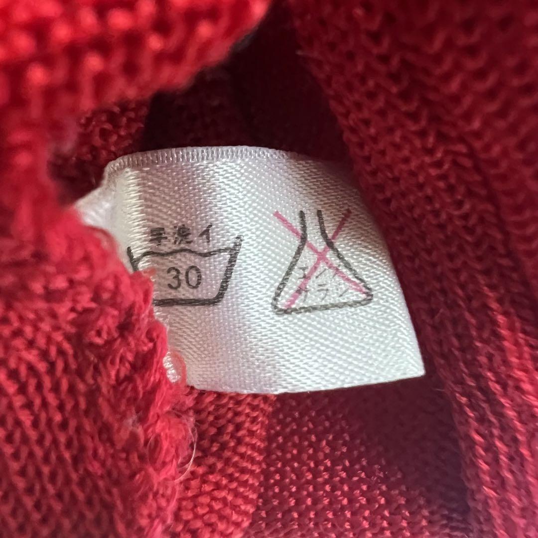 【良品】Christian Dior サマーニットワンピース レッド 半袖 M