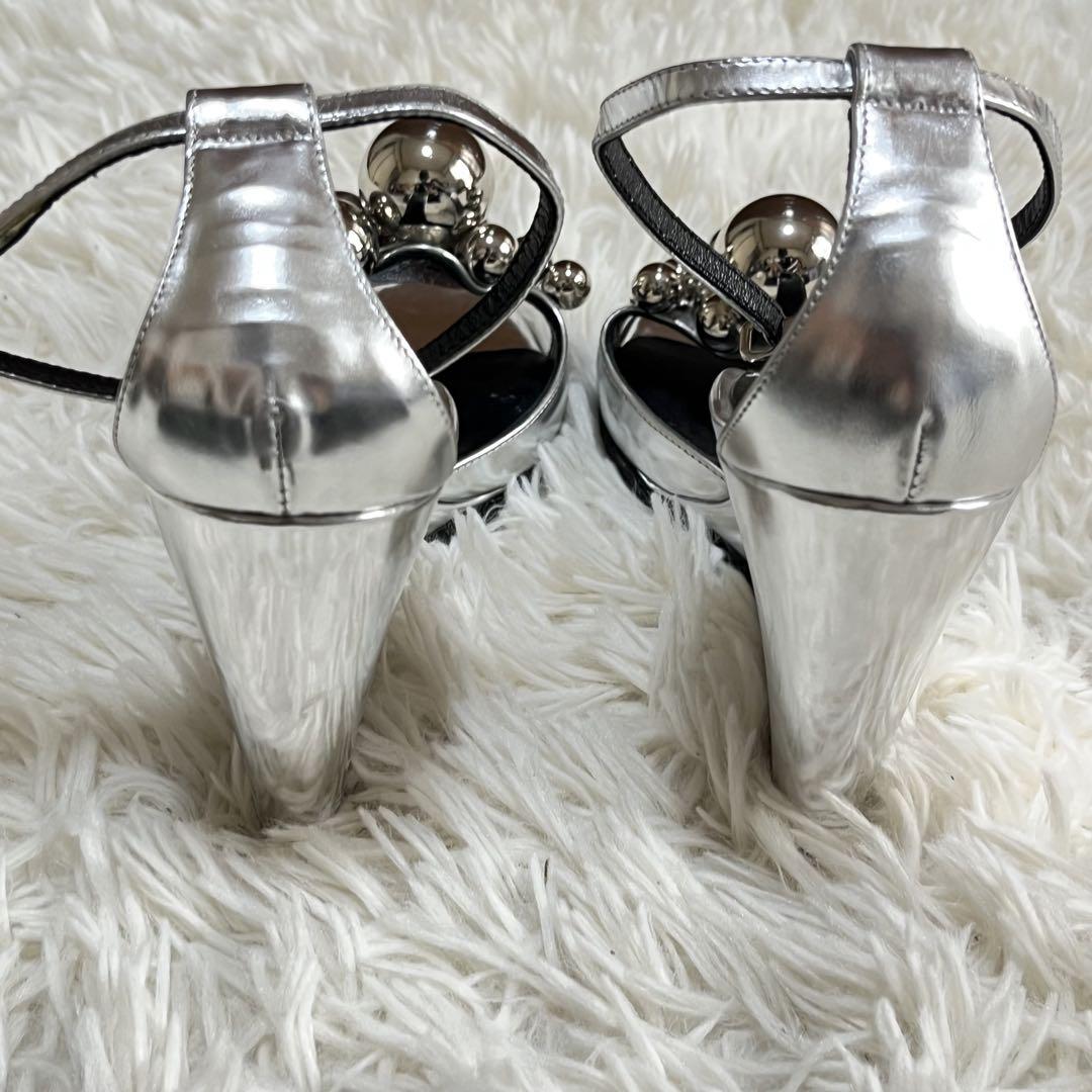 【美品】ピエールアルディ　ウェッジソールサンダル　シルバー　ボール装飾　37 美品】ピエールアルディ ウェッジソールサンダル シルバー