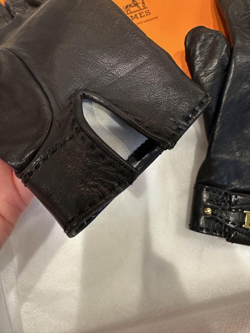 HERMES レザー手袋 ブラック　6 1/2