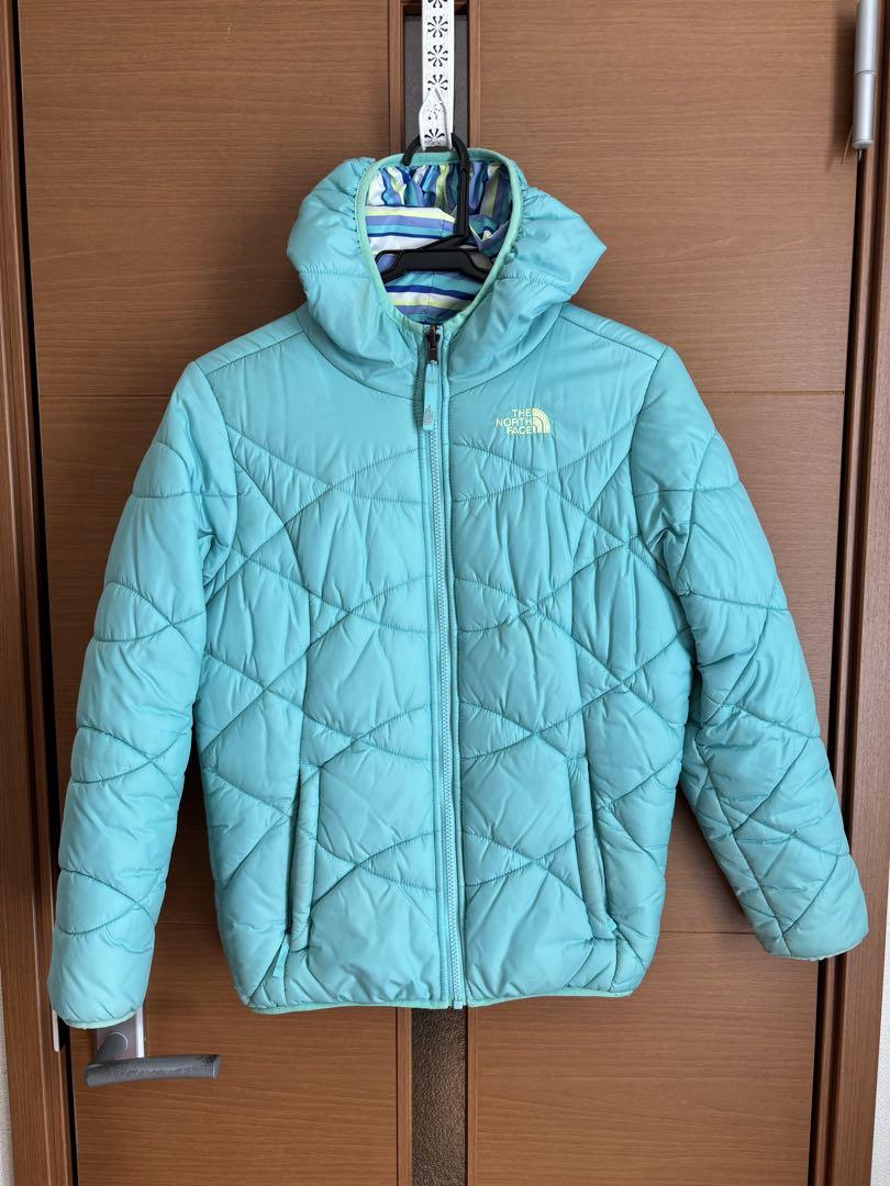 The North Face 水色 ストライプ柄 ダウンコート
