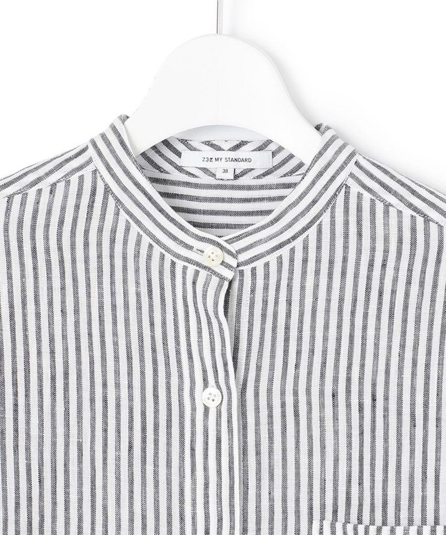 新品！23区 LIBECO バンドカラー ビッグシルエット シャツ XL 44