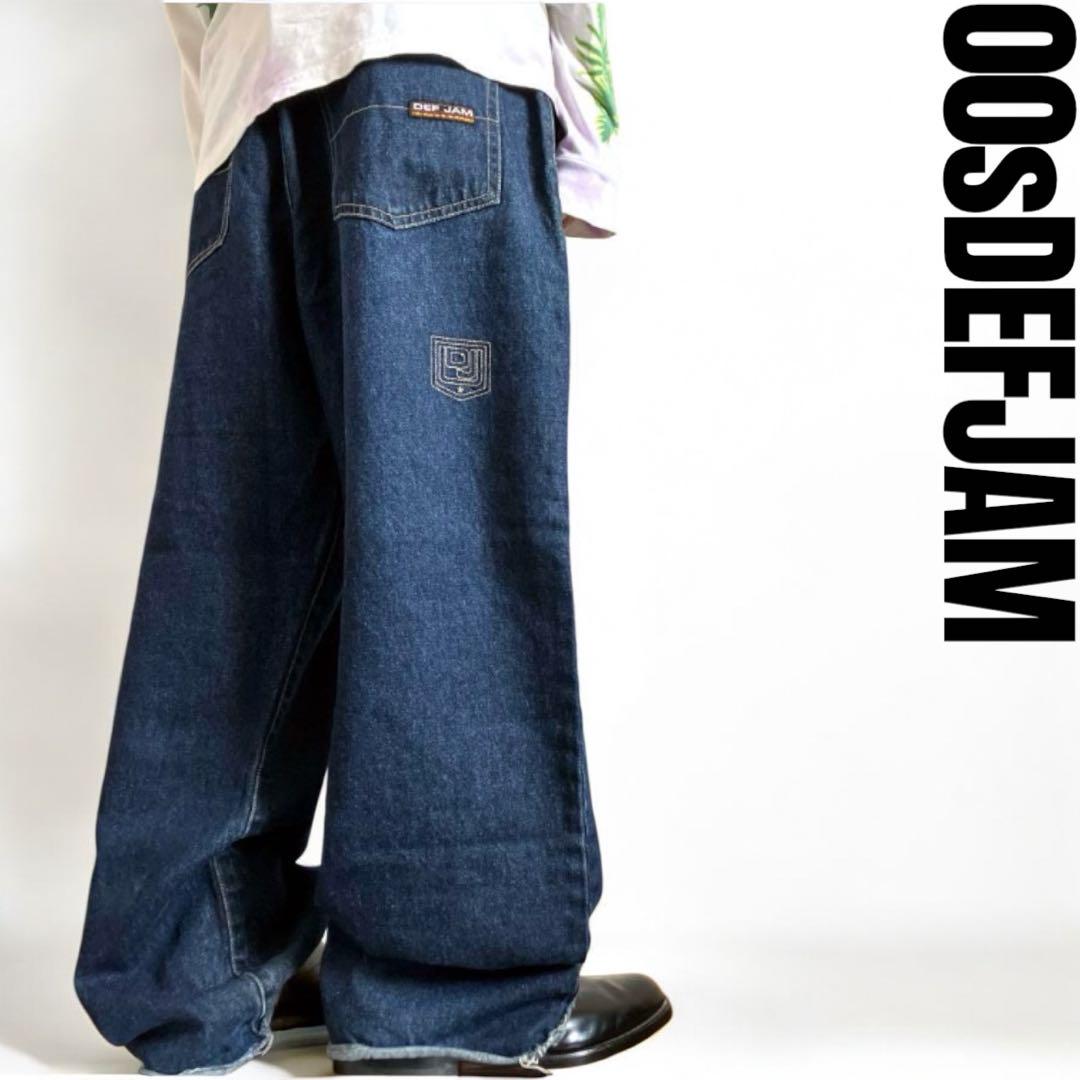 00s DEFJAM W36 極太 バギーデニム 刺繍 B系HIPHOP Y2K