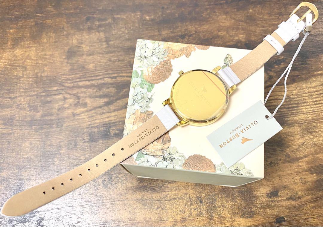 【新品】Olivia Burton ホワイト×ゴールド フラワーウォッチ